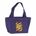 Beyondbasketball Monogram Letter U - Tiger Stripe- Purple Insulated Cooler Lunch Bag BE3437456